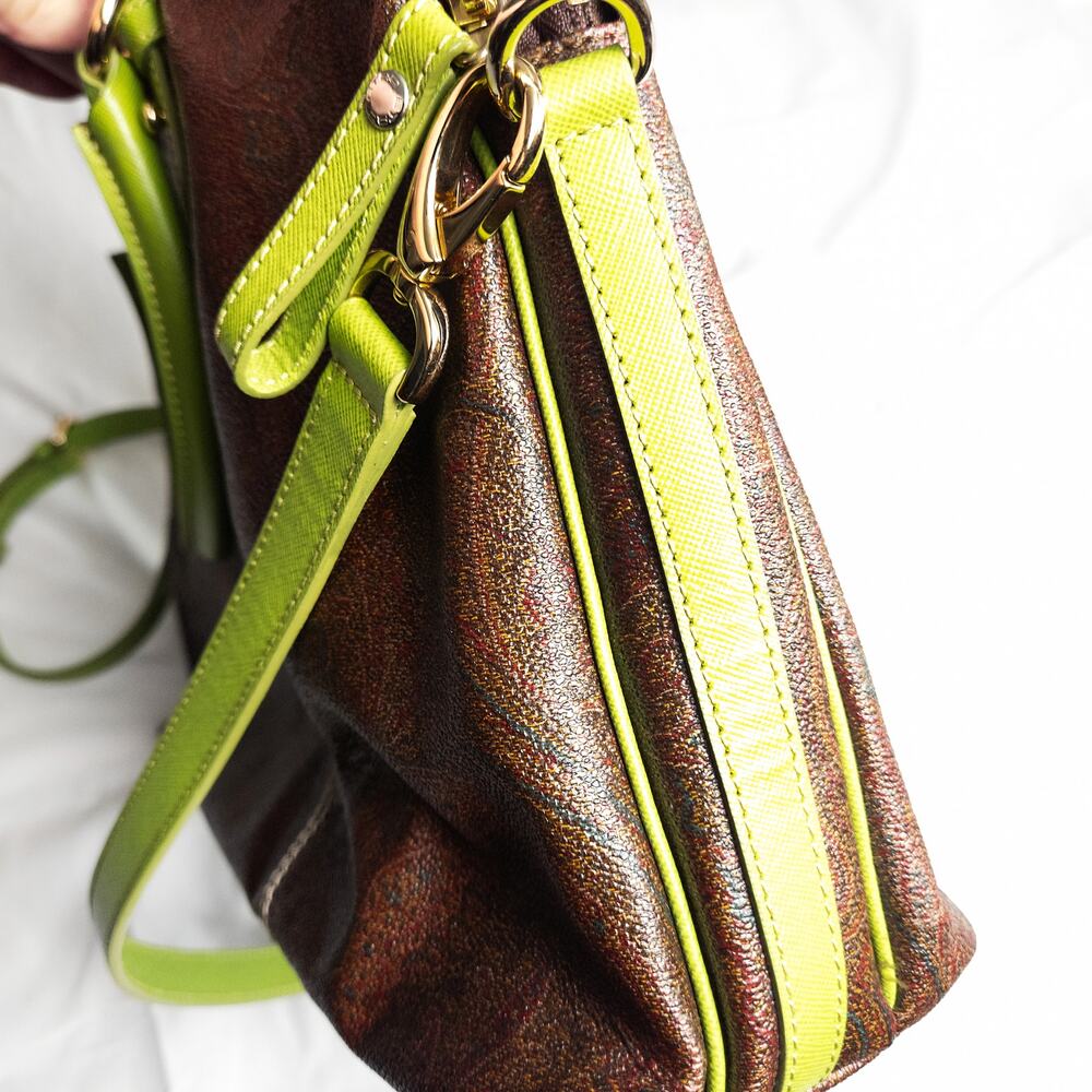 Etro Paisley Shoulder Bag Brown Lime Boho Euro Luxe Resort - Picture 6 of 13